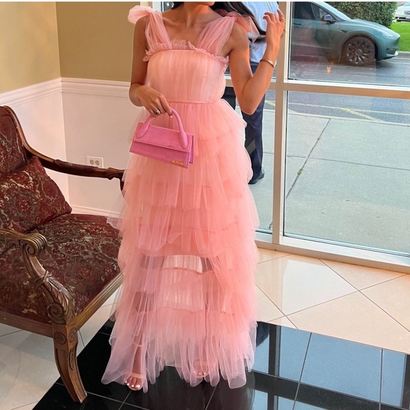 Pink Ruffled Formal Dress - Picture 2 of 2